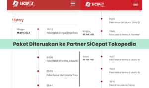 Paket Diteruskan ke Partner SiCepat Tokopedia