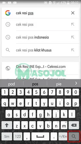 Cara Cek Resi Pos Indonesia Klik Icon Pencarian