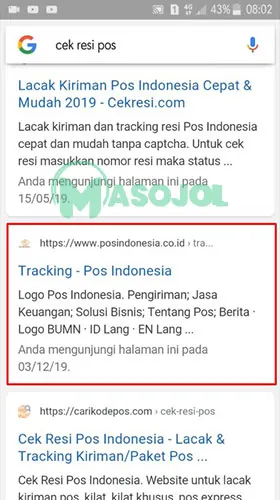 Pilih Tracking Pos Indonesia
